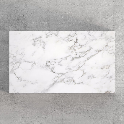 HMR - 47" Modern White Kitchen Island Rectangular Marble Veneered Top