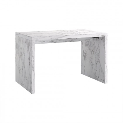 HMR - 47" Modern White Kitchen Island Rectangular Marble Veneered Top