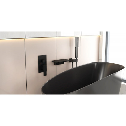 HMR - 47" Japanese Modern Irregular Freestanding Stone Resin Soaking Bathtub