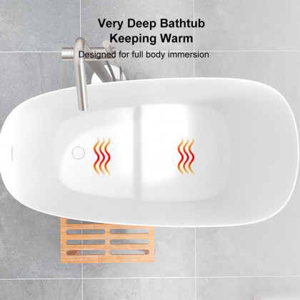 HMR 47" Japanese Modern Irregular Freestanding Stone Resin Soaking Bathtub - White