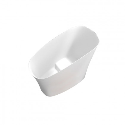 HMR 47" Japanese Modern Irregular Freestanding Stone Resin Soaking Bathtub - White