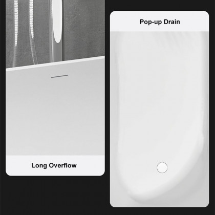 HMR 47" Japanese Modern Irregular Freestanding Stone Resin Soaking Bathtub - White