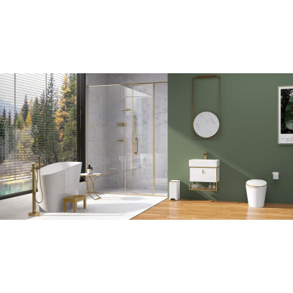 HMR 47" Japanese Modern Irregular Freestanding Stone Resin Soaking Bathtub - White