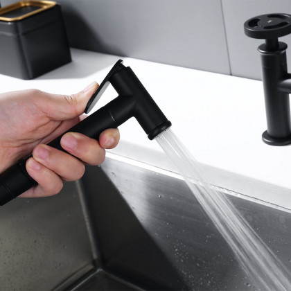 HMR - Ruth Industrial 2-Handle Centerset Kitchen Faucet with 1 Pull-out Sprayer Bridge-Shaped
