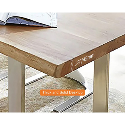 HMR - Liveal Series 72" Live Edge Style Rectangle Wood Dining Table Seats 6-8 People