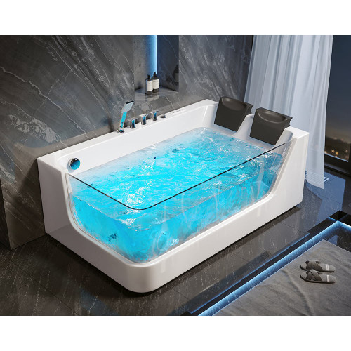 HMR - 71'' Double Massage Bathtub with Ambient Lighting