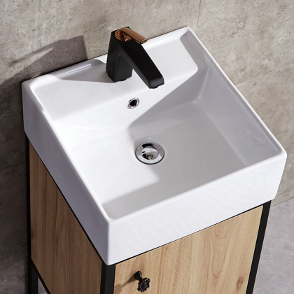 HMR - 16" Modern Natural Bathroom Vanity Set Ceramics Single Sink with Drain