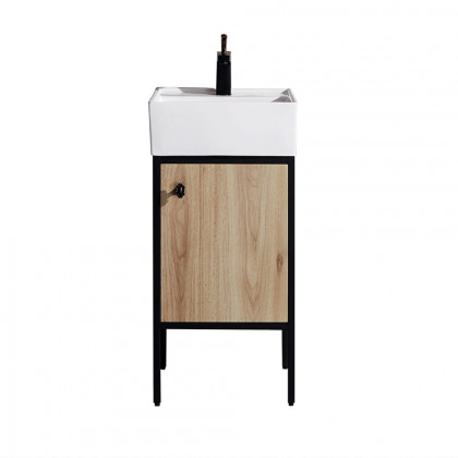 HMR - 16" Modern Natural Bathroom Vanity Set Ceramics Single Sink with Drain