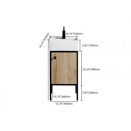 HMR - 16" Modern Natural Bathroom Vanity Set Ceramics Single Sink with Drain