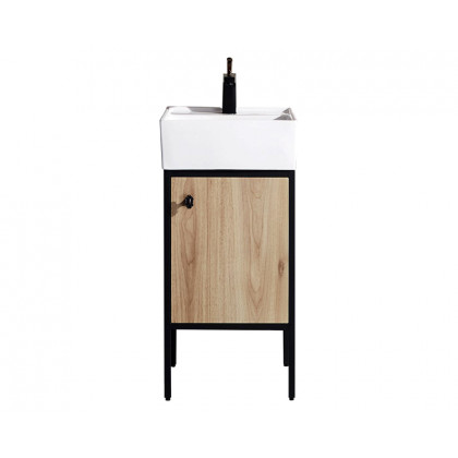 HMR - 16" Modern Natural Bathroom Vanity Set Ceramics Single Sink with Drain