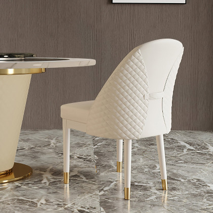 HMR - Modern Faux Leather Dining Chairs with Upholstery Beige
