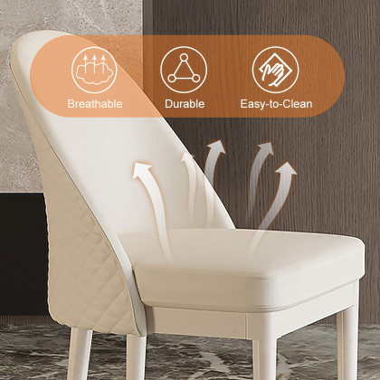 HMR - Modern Faux Leather Dining Chairs with Upholstery Beige