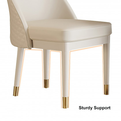 HMR - Modern Faux Leather Dining Chairs with Upholstery Beige