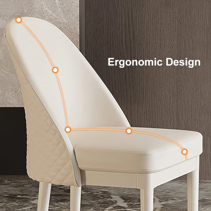 HMR - Modern Faux Leather Dining Chairs with Upholstery Beige