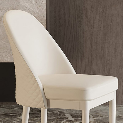 HMR - Modern Faux Leather Dining Chairs with Upholstery Beige