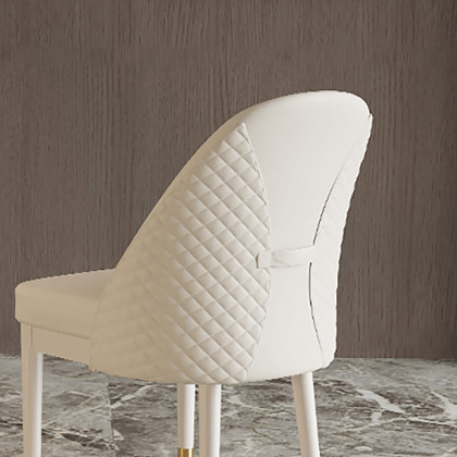 HMR - Modern Faux Leather Dining Chairs with Upholstery Beige