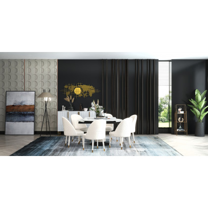HMR - Modern Faux Leather Dining Chairs with Upholstery Beige