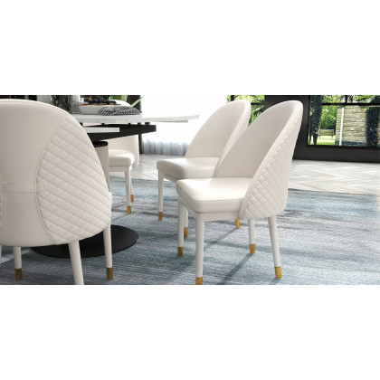 HMR - Modern Faux Leather Dining Chairs with Upholstery Beige