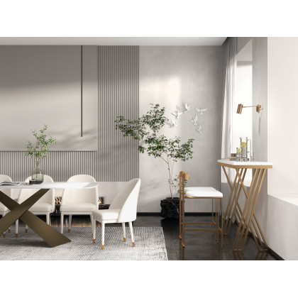 HMR - Modern Faux Leather Dining Chairs with Upholstery Beige