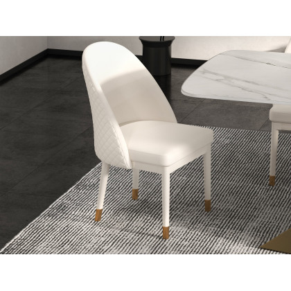 HMR - Modern Faux Leather Dining Chairs with Upholstery Beige