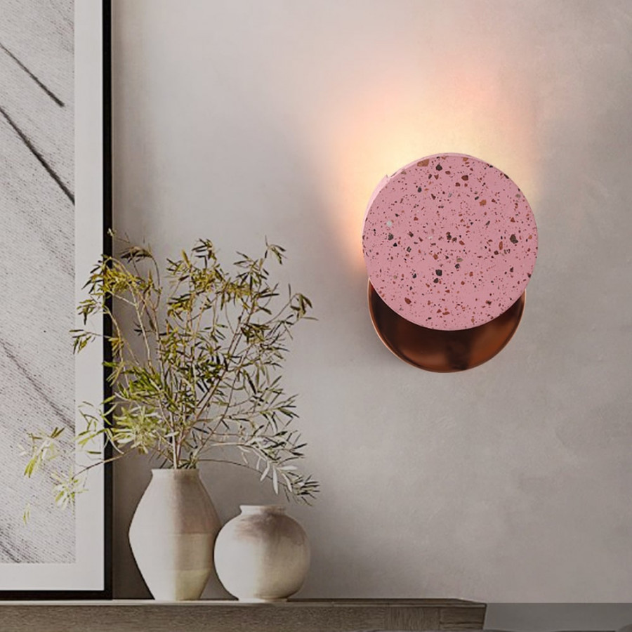 HMR - Modern Pink Wall Sconce 1-Light Decor Terrazzo Wall Light for Bedroom