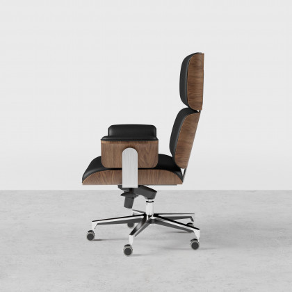 HMR Modern Home Office Chair Swivel Upholstered Wooden Office Chair Adjustable Height - Black