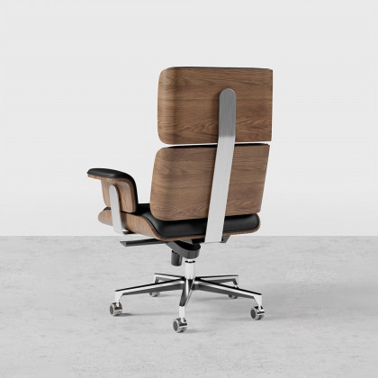 HMR Modern Home Office Chair Swivel Upholstered Wooden Office Chair Adjustable Height - Black
