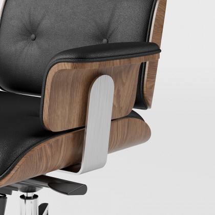 HMR Modern Home Office Chair Swivel Upholstered Wooden Office Chair Adjustable Height - Black