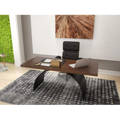 HMR Modern Home Office Chair Swivel Upholstered Wooden Office Chair Adjustable Height - Black
