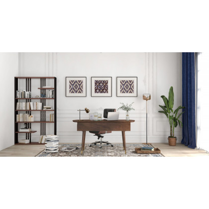 HMR Modern Home Office Chair Swivel Upholstered Wooden Office Chair Adjustable Height - Black