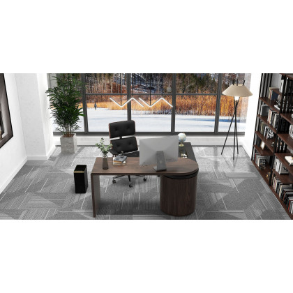 HMR Modern Home Office Chair Swivel Upholstered Wooden Office Chair Adjustable Height - Black