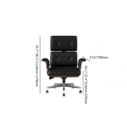 HMR Modern Home Office Chair Swivel Upholstered Wooden Office Chair Adjustable Height - Black