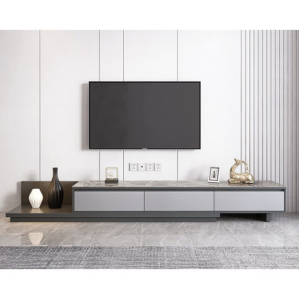 HMR Fero Extendable TV Stand with Drawers - Gray, Sintered Stone, 79"