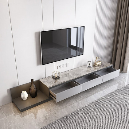 HMR Fero Extendable TV Stand with Drawers - Gray, Sintered Stone, 79"