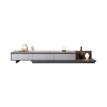 HMR Fero Extendable TV Stand with Drawers - Gray, Sintered Stone, 79"