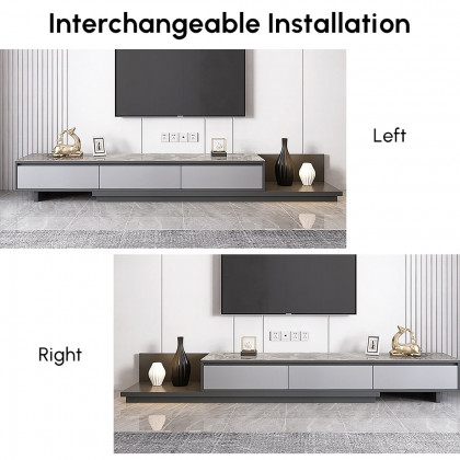 HMR Fero Extendable TV Stand with Drawers - Gray, Sintered Stone, 79"
