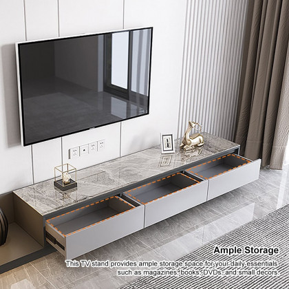 HMR Fero Extendable TV Stand with Drawers - Gray, Sintered Stone, 79"
