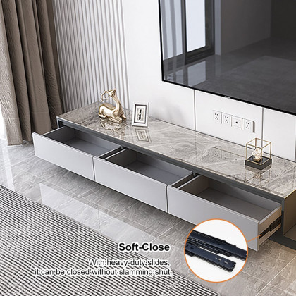 HMR Fero Extendable TV Stand with Drawers - Gray, Sintered Stone, 79"