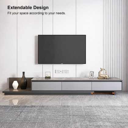HMR Fero Extendable TV Stand with Drawers - Gray, Sintered Stone, 79"