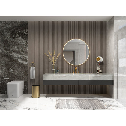 HMR - Gold Modern Bathroom Widespread Sink Faucet Double Handle Brass