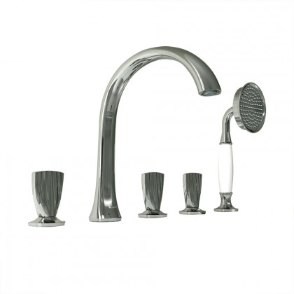 HMR - Veric Deck Mounted Roman Bathtub Faucet with Handshower Solid Brass