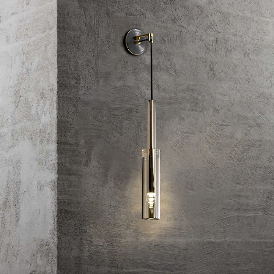 HMR - Minimalist Hanging Wall Light 1-Light Clear Armed Sconce Crystal Indoor Wall Lighting