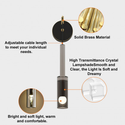 HMR - Minimalist Hanging Wall Light 1-Light Clear Armed Sconce Crystal Indoor Wall Lighting