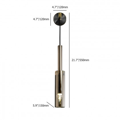 HMR - Minimalist Hanging Wall Light 1-Light Clear Armed Sconce Crystal Indoor Wall Lighting