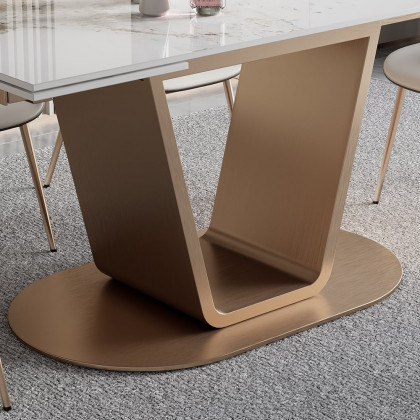 HMR - 63"-94.5" Modern Rectangle Extendable Sintered Stone Dining Table Seats 6-8 People
