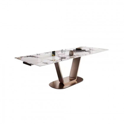 HMR - 63"-94.5" Modern Rectangle Extendable Sintered Stone Dining Table Seats 6-8 People