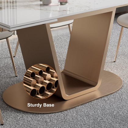 HMR - 63"-94.5" Modern Rectangle Extendable Sintered Stone Dining Table Seats 6-8 People