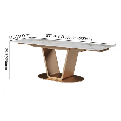 HMR - 63"-94.5" Modern Rectangle Extendable Sintered Stone Dining Table Seats 6-8 People