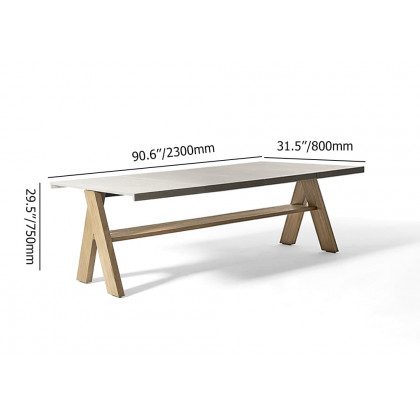 HMR - 9-Pieces Mid Century Modern Outdoor Dining Set Rectangle Table & Aluminum Rattan Chair