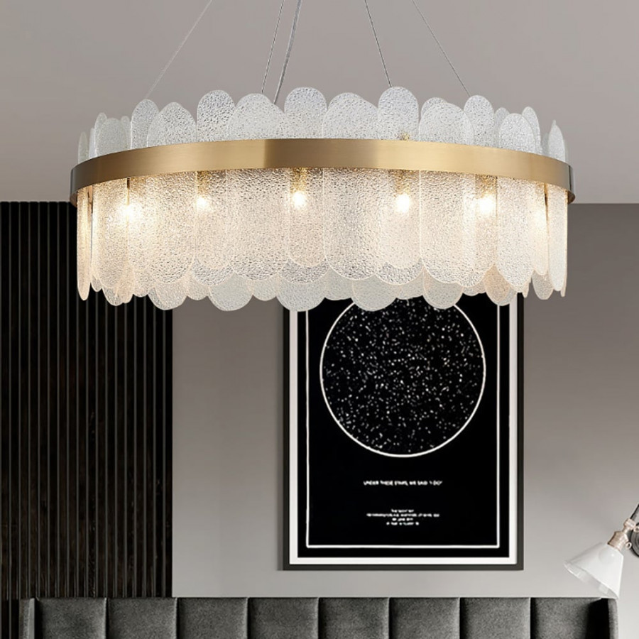 HMR Revel Modern Round Tiered Clear Glass Chandelier - 14-Light
